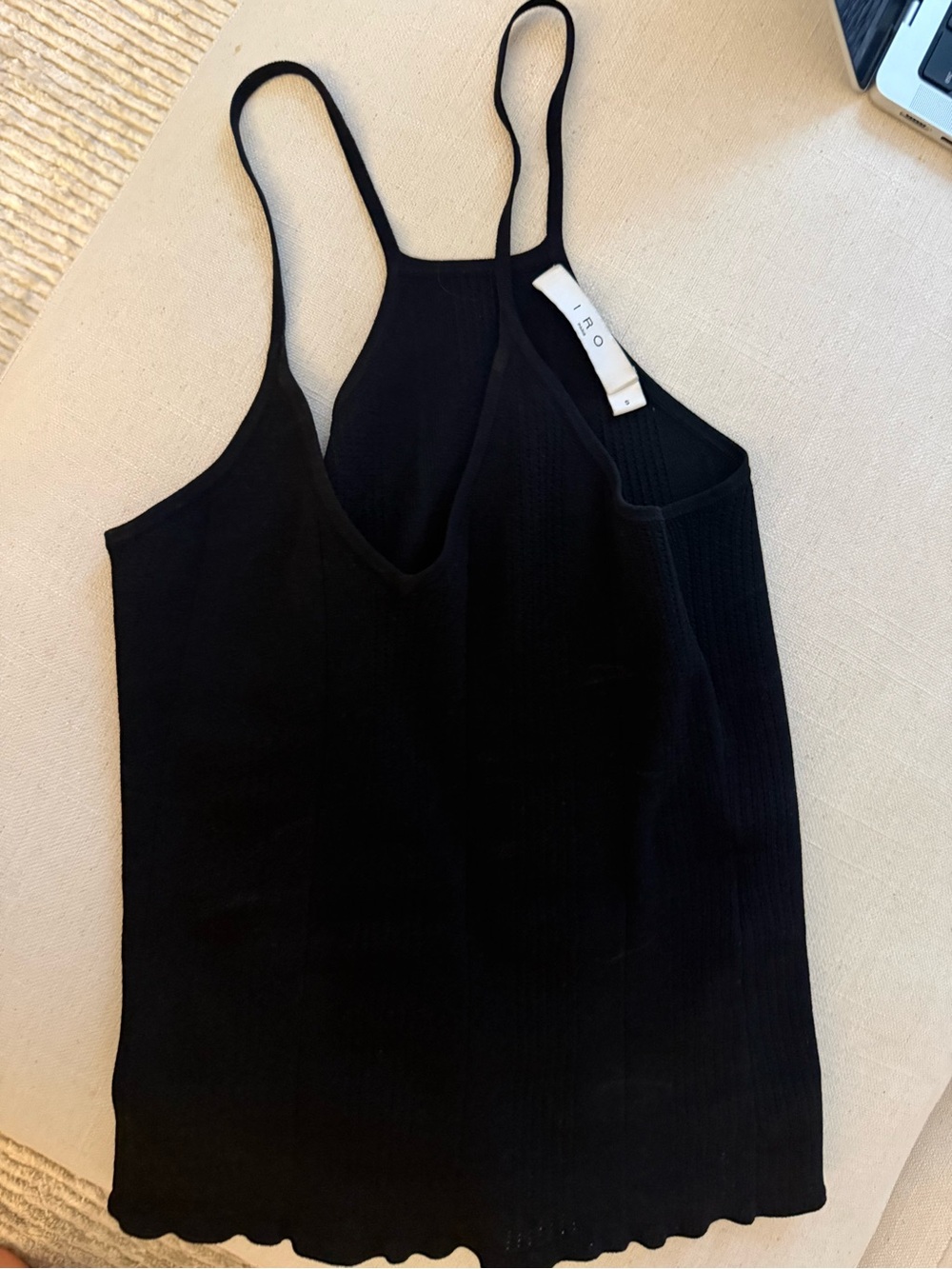 IRO Black Ribbed Spaghetti-Strap Cami
